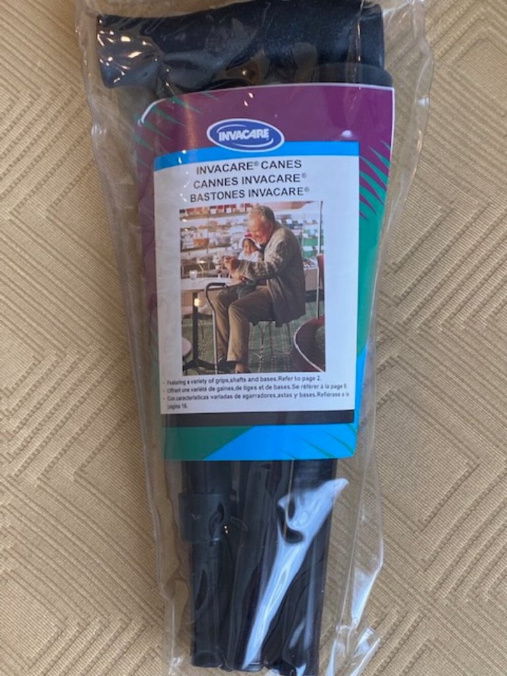 Invacare Black Folding Adjustable Cane 40800-6